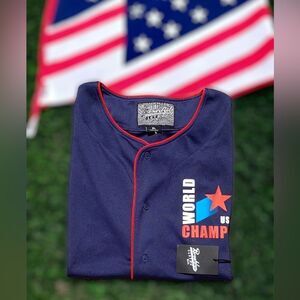 BROOKLYN CLOTH MFG.CO. NWT MENS WORLD CHAMPS USA ATHLETICS DEPT.#76 JERSEY SHIRT